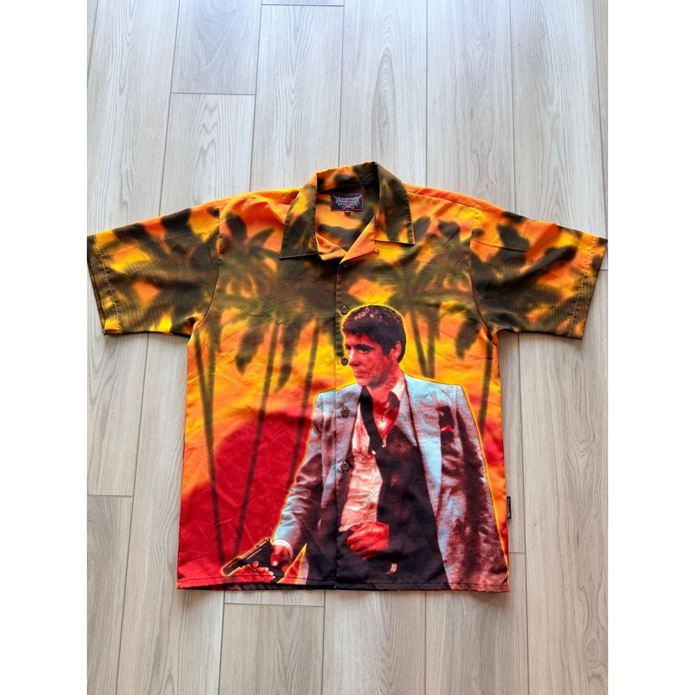 Vintage Dragonfly Scarface Shirt Mens Large Orange Tony Montana Mobster Series